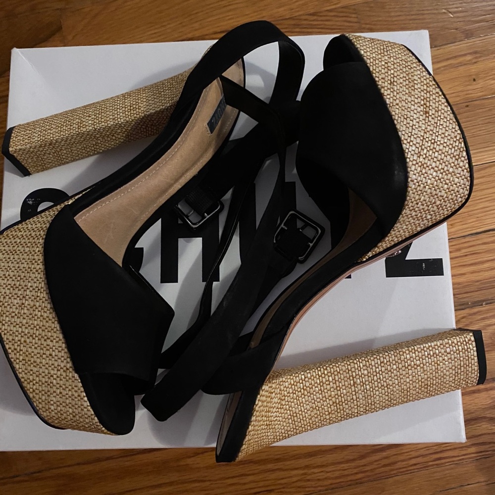Schutz peep toe espadrilles pumps